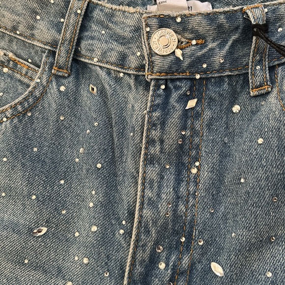 Forever 21 Blue Flare Jeans with Rhinestone Embellishments - Picture 3 of 5